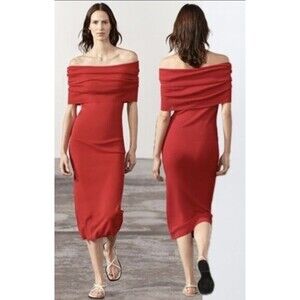 Zara Women's Midi Dress Size S Off Shoulder